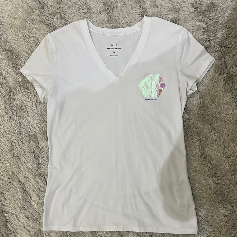 Armani Exchange White Fitted Short Sleeve Tee